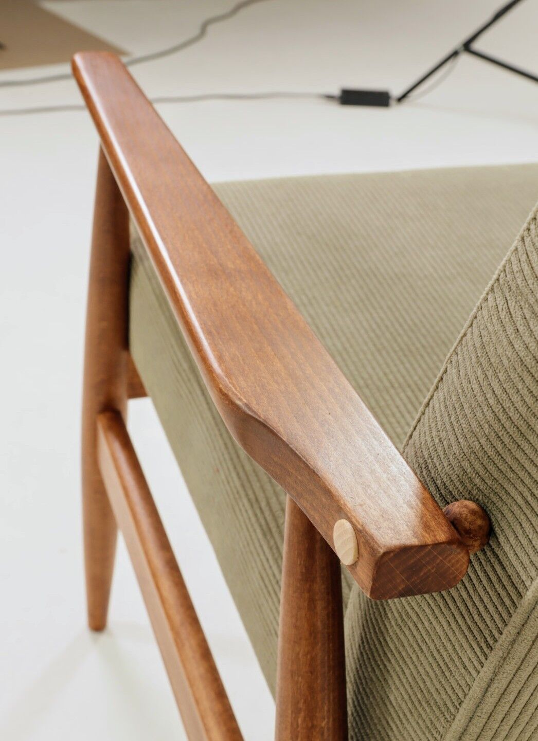 Scandinavian armchair khaki corduroy design by H.Lis 