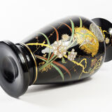 Art Nouveau vase in gold and silver enamelled glass hand painted