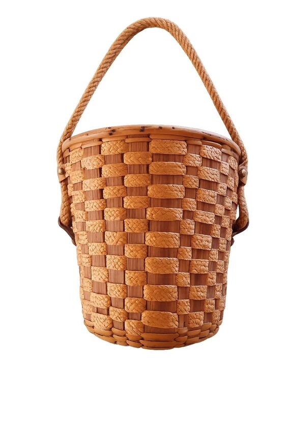 Hanging pot made of rattan and rope 1960
