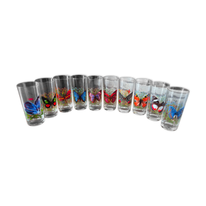 Set de 10 verres papillons - verrerie