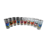 Set of 10 butterfly glasses from the Reims glassworks, vintage.