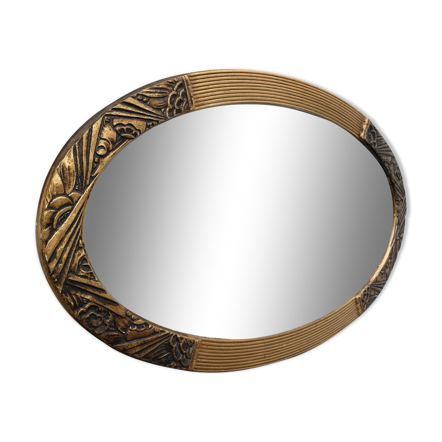 Mirror oval bevelled art deco