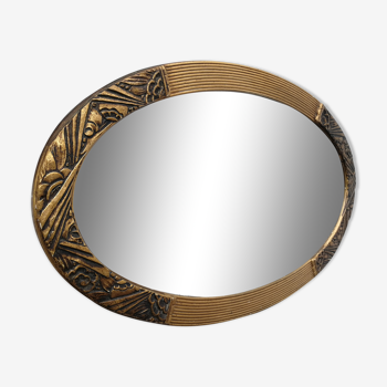 Mirror oval bevelled art deco