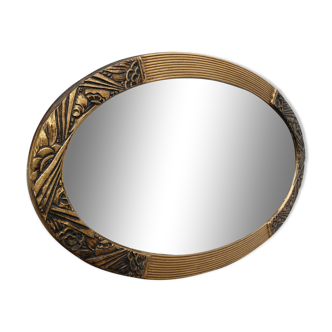 Mirror oval bevelled art deco