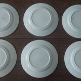 Set of six dessert plates in Badonviller iron earthenware FB year