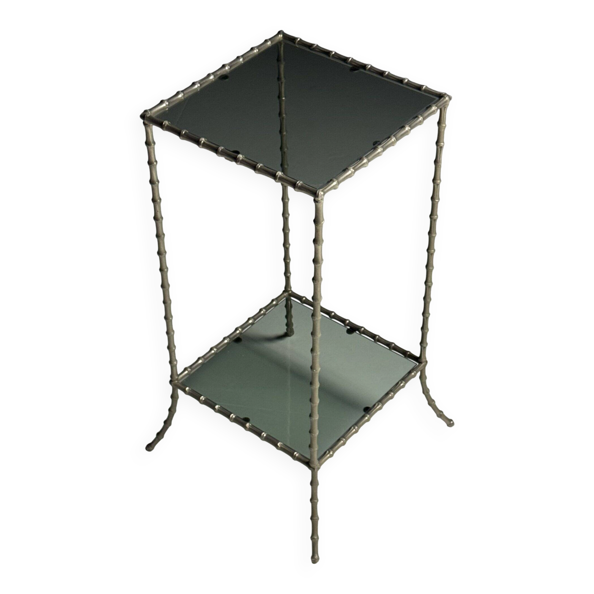 Faux bamboo side table metal