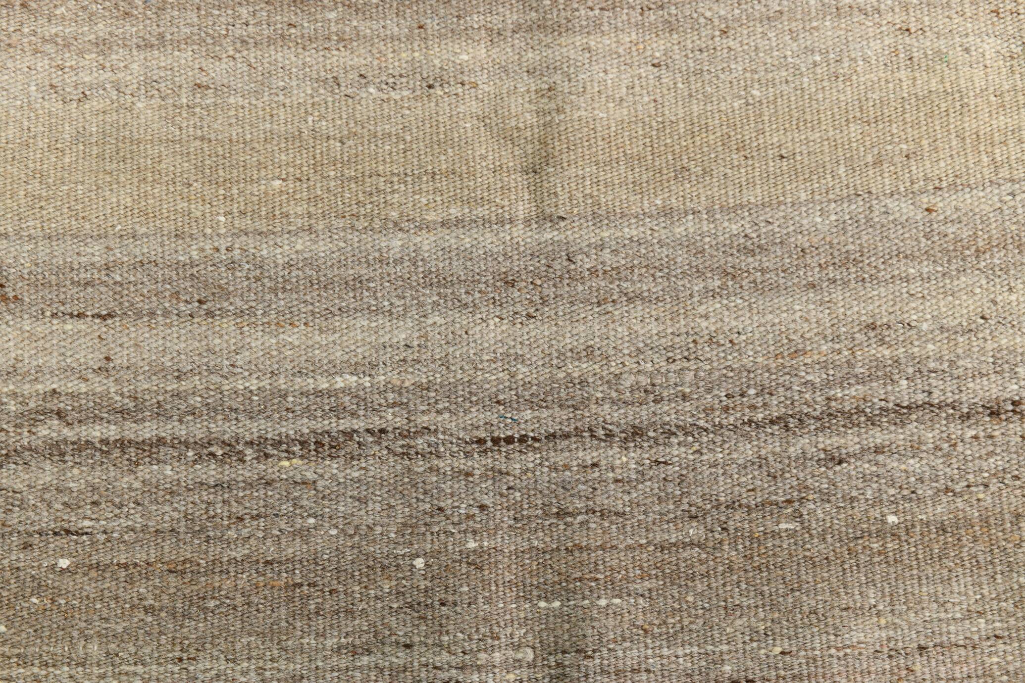 Brown & Cream Large Kilim Area Rug, 229x315Cm