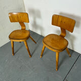 Vintage set of 2 mid century modernist beech Children's Chairs 1950s