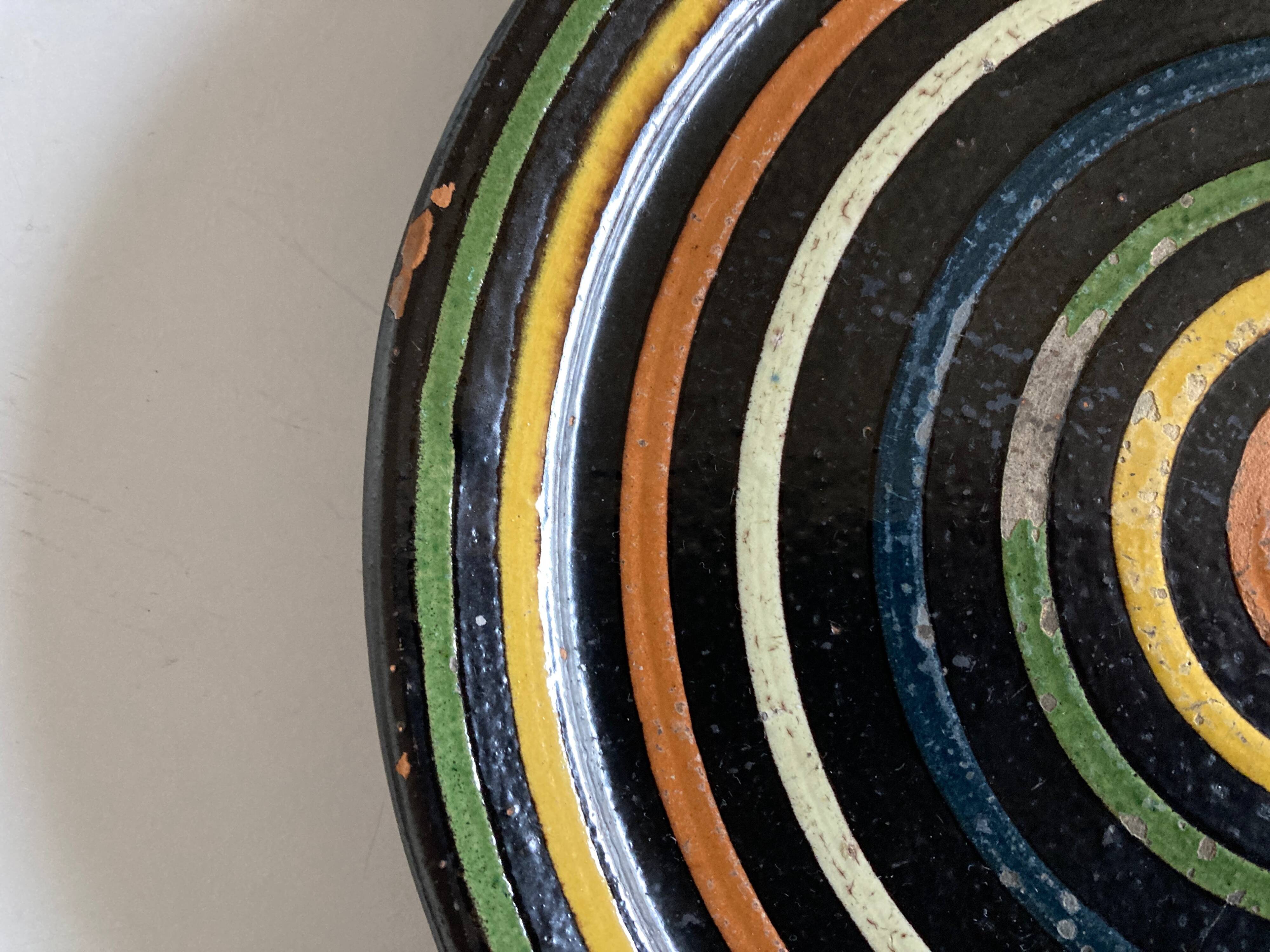 XXL empty target pocket dish in glazed earthenware from Marnaz 1950