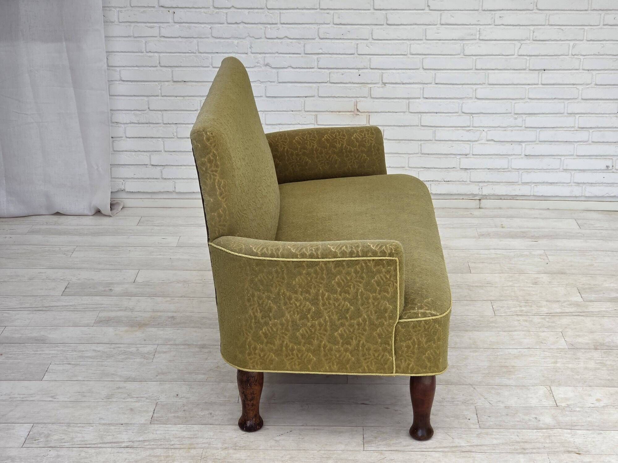 1950s, Danish 2-seater sofa, green furniture wool fabric.