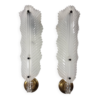 Pair of vintage leaf wall lights, 1960s