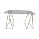 Bureau en fil d’acier et plateau en verre