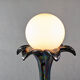 Ceramic lamp palm globe, Italian design 70-80, iridescent blue ceramic, white globe
