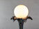 Ceramic lamp palm globe, Italian design 70-80, iridescent blue ceramic, white globe