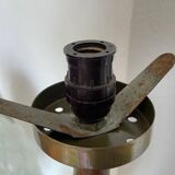 Large wood table lamp with frosted glass