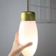 Mid-century Italian Brass and Opaline Glass Pendant Lamp