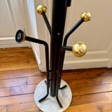 Golden metal coat rack with 14 hooks - 1970s