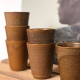 Lot 6 cups in earth-coloured stoneware