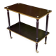 Double-tray rosewood serving trolley on gilded casters