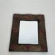 Ceramic Framed Mirror in Bronze with Red Cabochons. French Work.