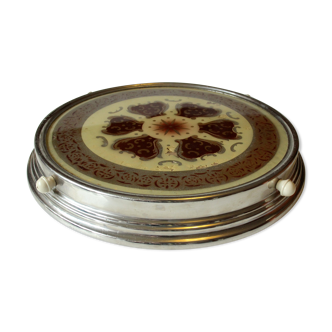 Art Deco old rotatable cake plate, comes directly from the 1930s, made of metal and glass