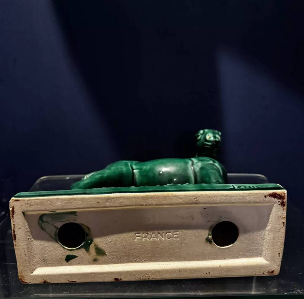 Green and gold Art Deco ceramic horse