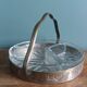 Aperitif platter, metal server and glass ramekins, Art Deco