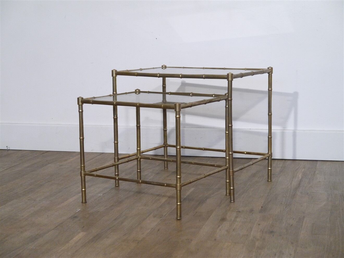 Brass nesting tables "faux bamboo" 1970