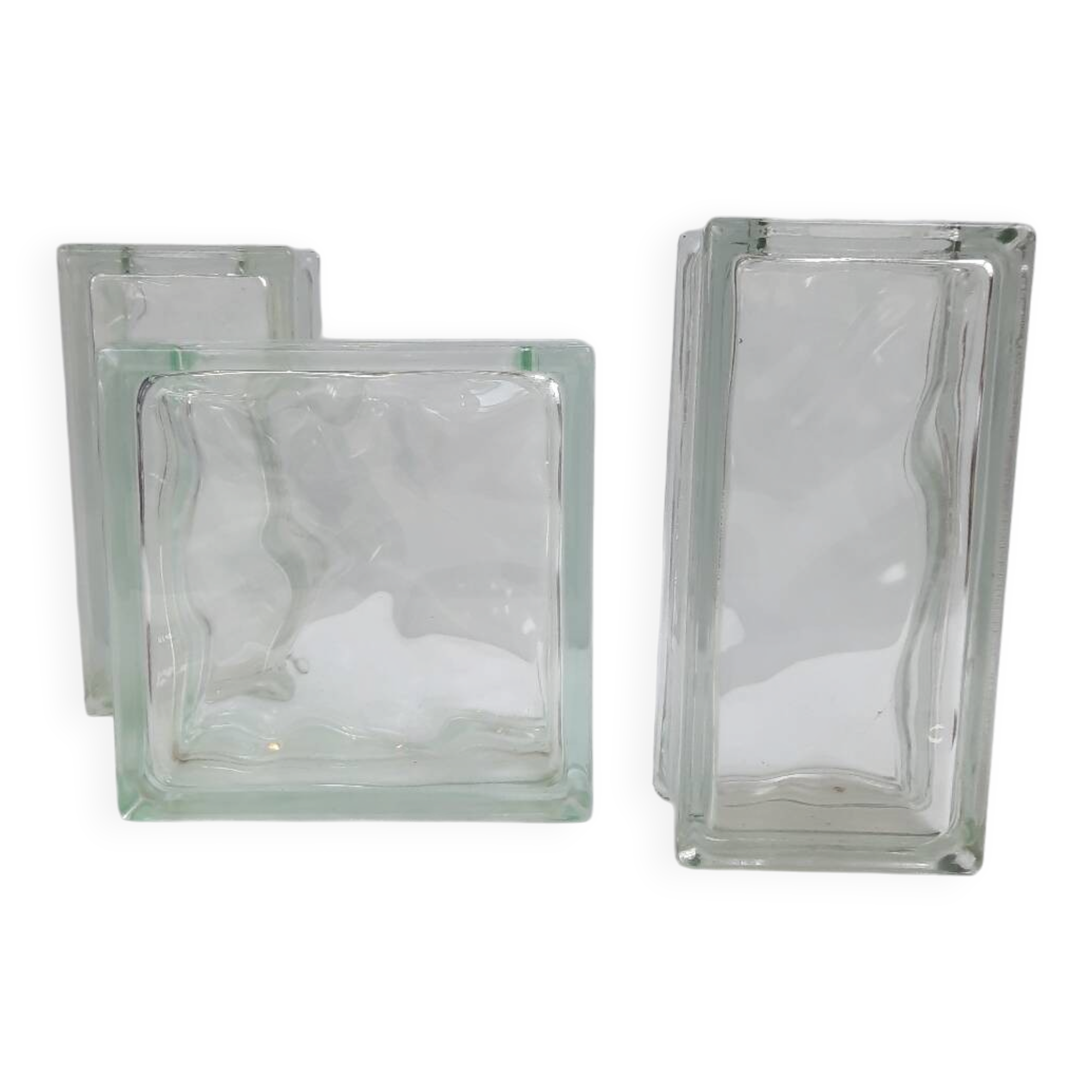 3 vintage glass brick vases