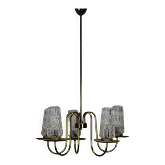Mid-Century Brass Chandelier, 1970s, Czechoslovakia