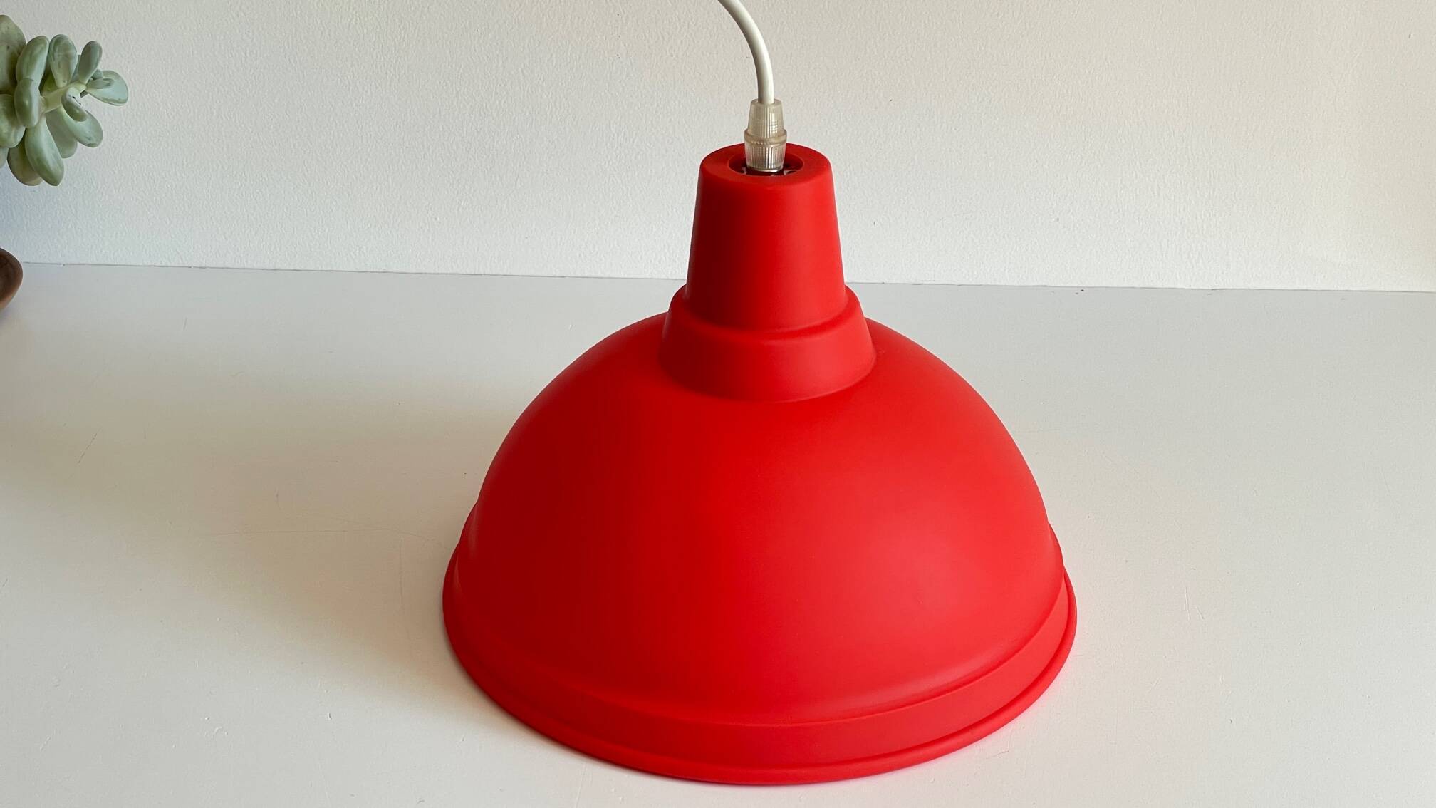 Red geometric pendant light
