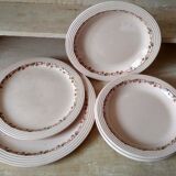Old art deco plates from the 1930s, service "betty" earthenware Longwy