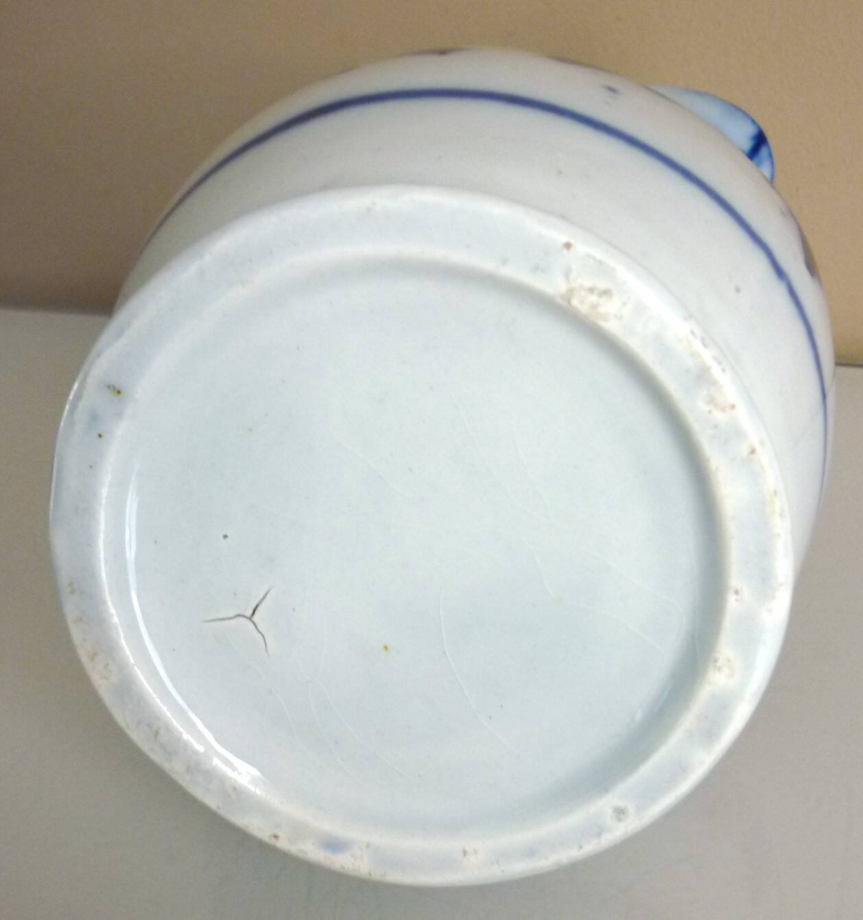 Carafe, antique jug, porcelain with stylised cobalt blue decorations, Art Deco.