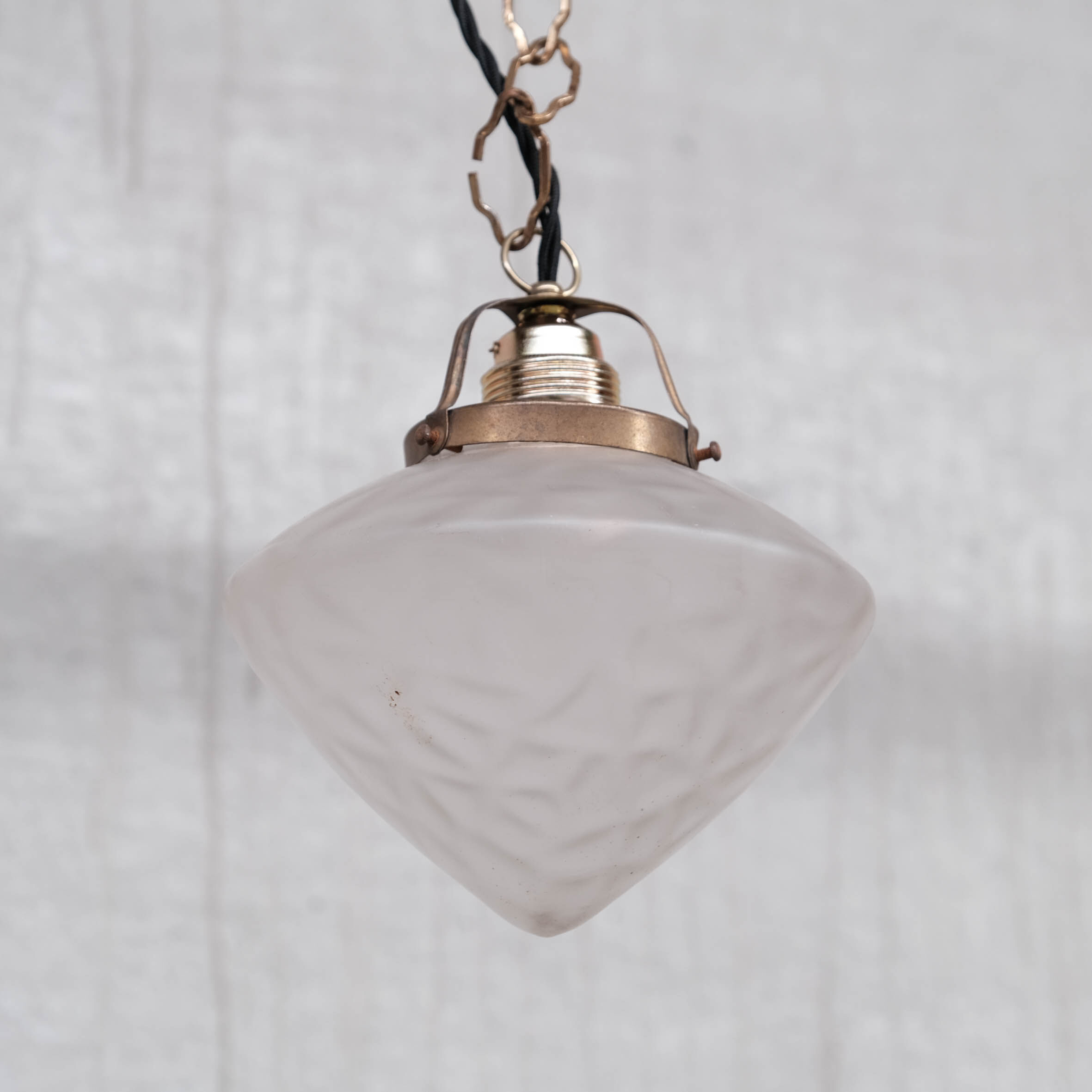 Mid-century opaque glass and brass pendant