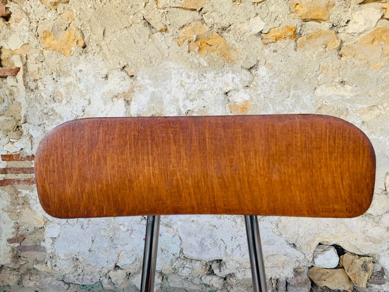Vintage industrial metal and wood stool with adjustable swivel seat, 1960's