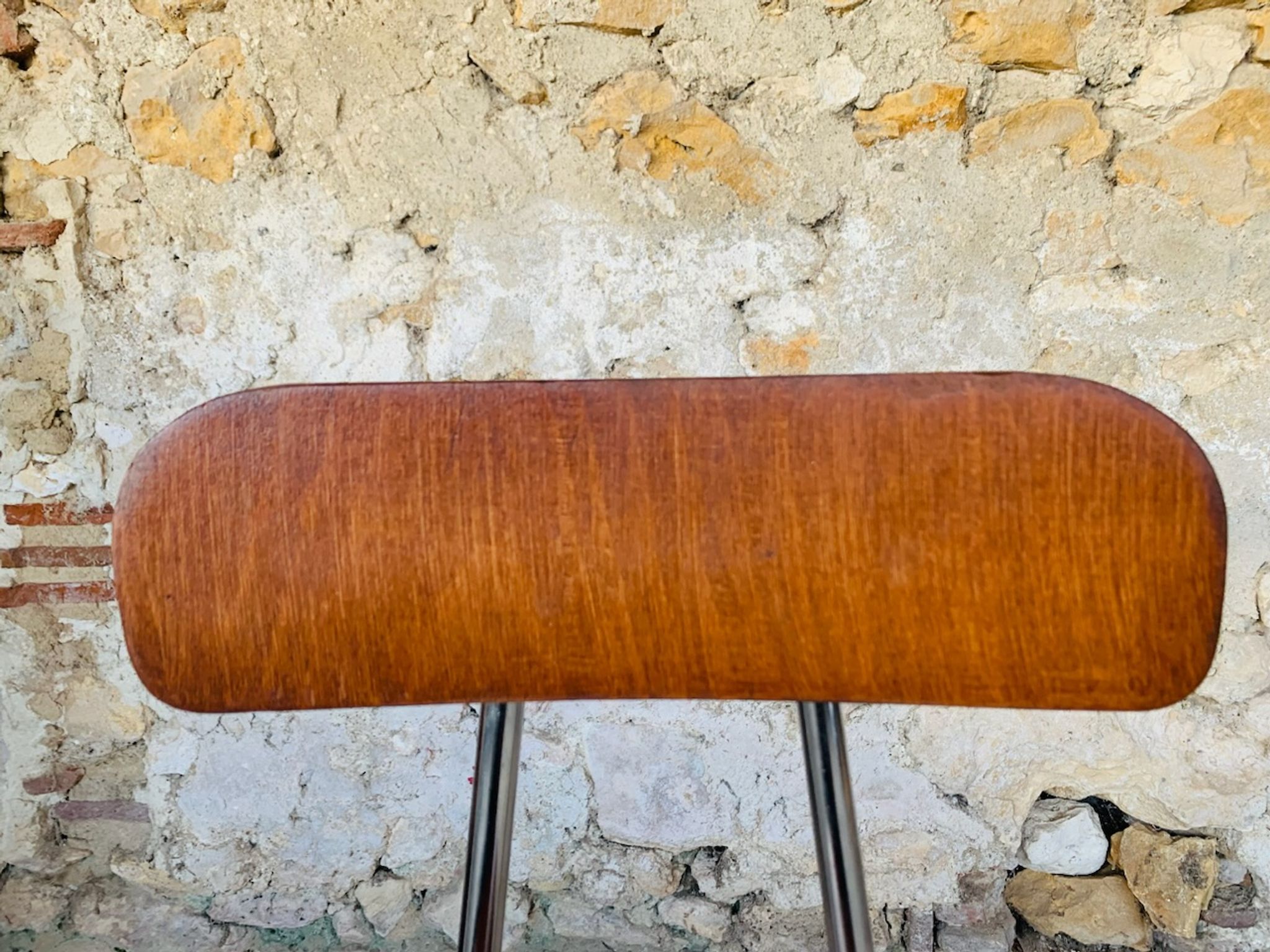 Vintage industrial metal and wood stool with adjustable swivel seat, 1960's
