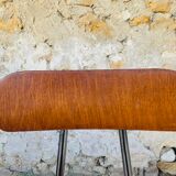 Vintage industrial metal and wood stool with adjustable swivel seat, 1960's