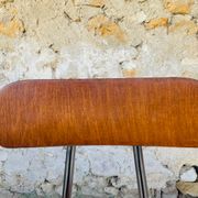 Vintage industrial metal and wood stool with adjustable swivel seat, 1960's