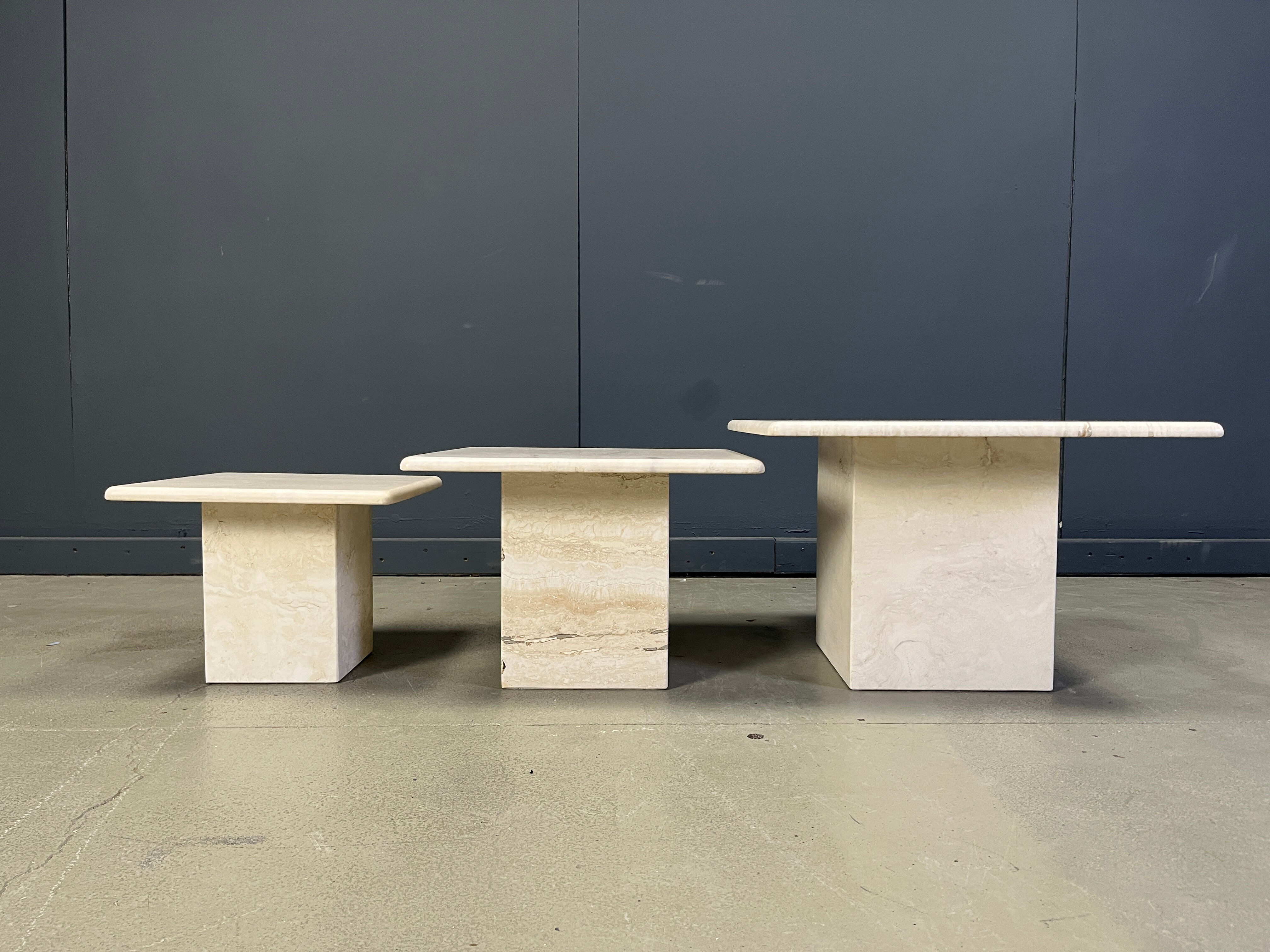 Vintage travertine nesting tables or side tables, 1970s