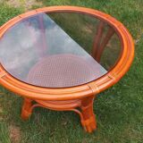 Rattan lounge table and smoked glass