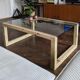 Solid wood table (pine) and glass top