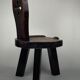 Sculptural oak brutalist chunky tripod stool, ca 1960s