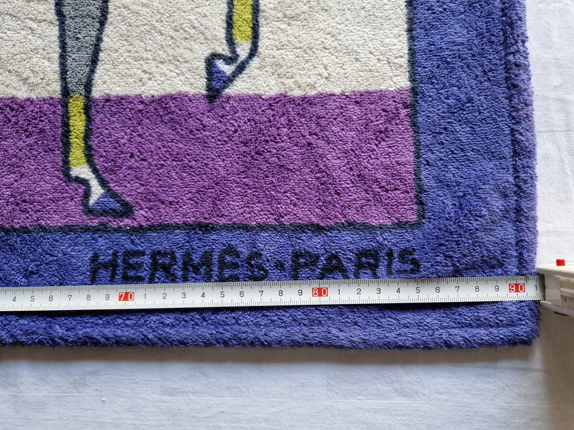 Authentique tapis de bain vintage motif chevaux Hermès Paris