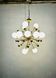 Lampadario Sputnik vintage in ottone e vetro opalino, Italia, anni '70