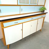 50s vintage kitchen cabinet with brass and formica