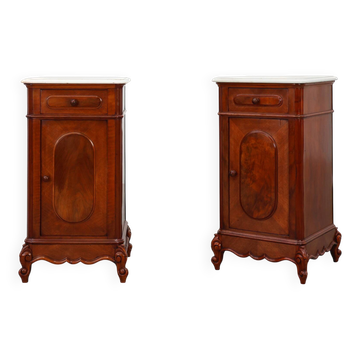 Pair Louis XV nightstands with Carrara marble top, France ca. 1890