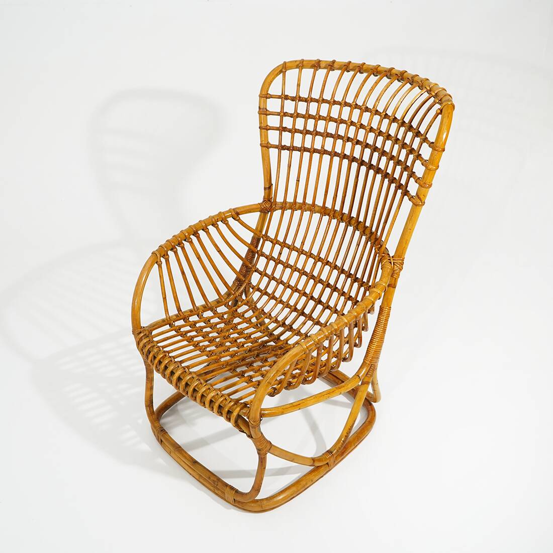 Rattan and woven cane armchair, 1960s