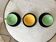 Set of 3 cups and saucers sage green and yellow 60s