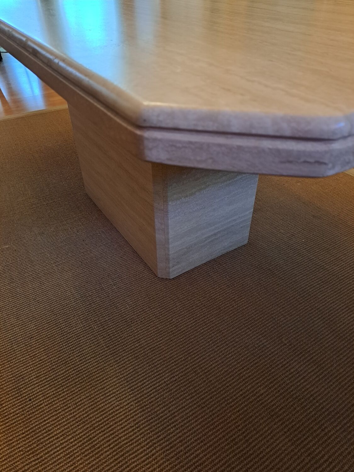 Travertine dining table.