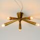 Original small mid-century modern brass Sputnik ceiling lamp with five arms